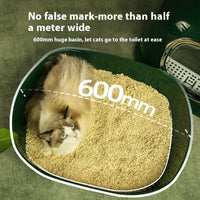 HKM-9834685 Oversized Splash-Proof Cat Litter Box with Ample Space – Green ABS Plastic Design