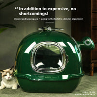 HKM-9834685 Oversized Splash-Proof Cat Litter Box with Ample Space – Green ABS Plastic Design
