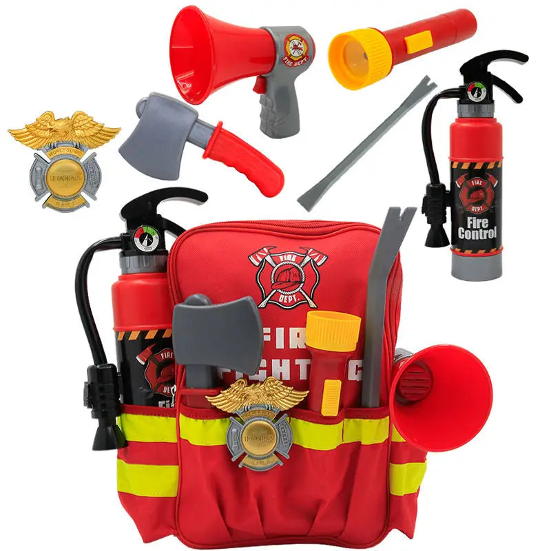 HKM-983507 Firefighter Role Play Toy Set with Backpack, Megaphone, and Fire Extinguisher for Kids