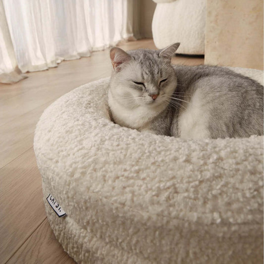 HKM-9835453 Cozy Solid Color Round Pet Bed for Cats in Various Sizes and Soft Materials