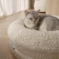 HKM-9835453 Cozy Solid Color Round Pet Bed for Cats in Various Sizes and Soft Materials