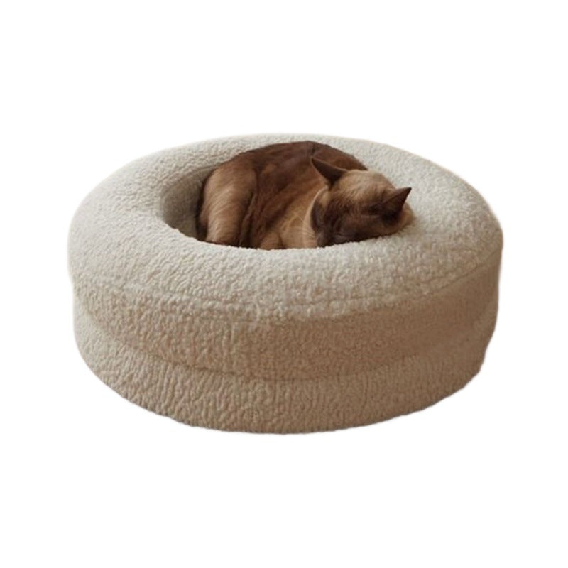 HKM-9835453 Cozy Solid Color Round Pet Bed for Cats in Various Sizes and Soft Materials