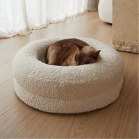 HKM-9835453 Cozy Solid Color Round Pet Bed for Cats in Various Sizes and Soft Materials