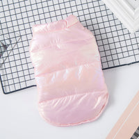HKM-9835837 Laser Glossy Pet Coat Vest for Autumn and Winter - Available in Pink and White, Sizes XS to XXL