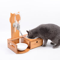 HKM-9837245 Solid Wood Dining Table Set with Drawer for Pets - Includes Drinking Fountain