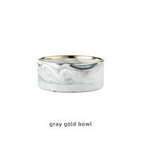 HKM-9837373 Stylish Ceramic Pet Bowls with Wooden Stands in Various Marble Patterns