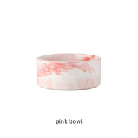 HKM-9837373 Stylish Ceramic Pet Bowls with Wooden Stands in Various Marble Patterns