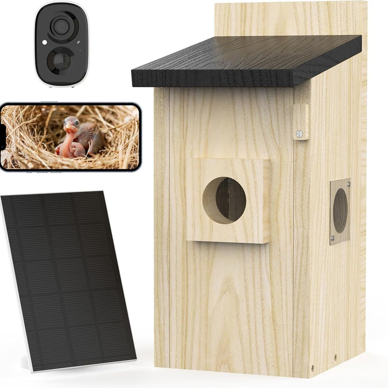 HKM-983763 Smart Bird House with 4MP Camera and Solar Power, Live Nesting Watch, AI Bird Behavior Detection, DIY Gift