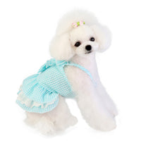 HKM-9837757 Stylish Bowknot Dress for Dogs in Blue and Pink - Cotton Fabric, Sizes S to XXL