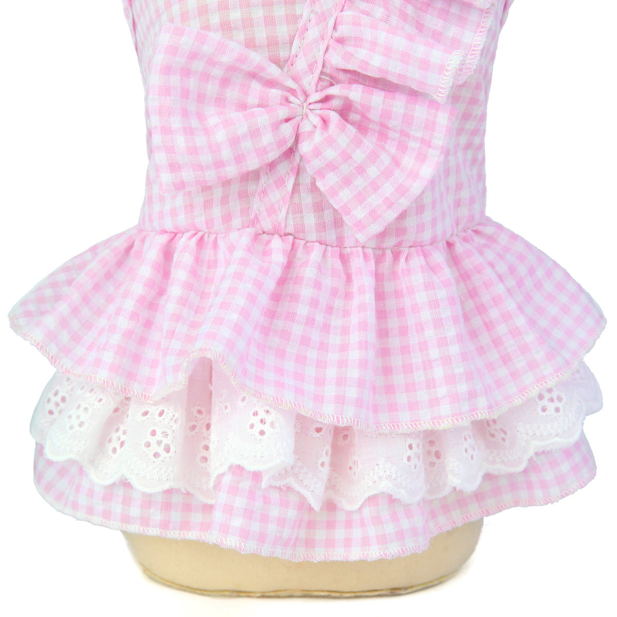 HKM-9837757 Stylish Bowknot Dress for Dogs in Blue and Pink - Cotton Fabric, Sizes S to XXL