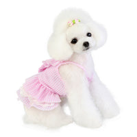 HKM-9837757 Stylish Bowknot Dress for Dogs in Blue and Pink - Cotton Fabric, Sizes S to XXL