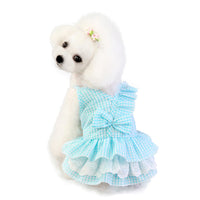 HKM-9837757 Stylish Bowknot Dress for Dogs in Blue and Pink - Cotton Fabric, Sizes S to XXL