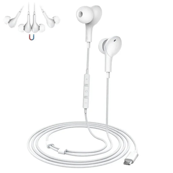 HKM-983891 Type-C Wired Earphones with Bass Control for Mobile Gaming and Music