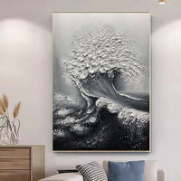HKM-984083 Abstract 3D Ocean Wave Hand-Painted Oil Canvas Art for Modern Home Decor