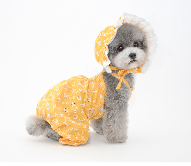 HKM-9841725 Cute Cotton Pet Hat for Puppies and Kittens - Available in Blue, White, Yellow, Sizes S, M, L
