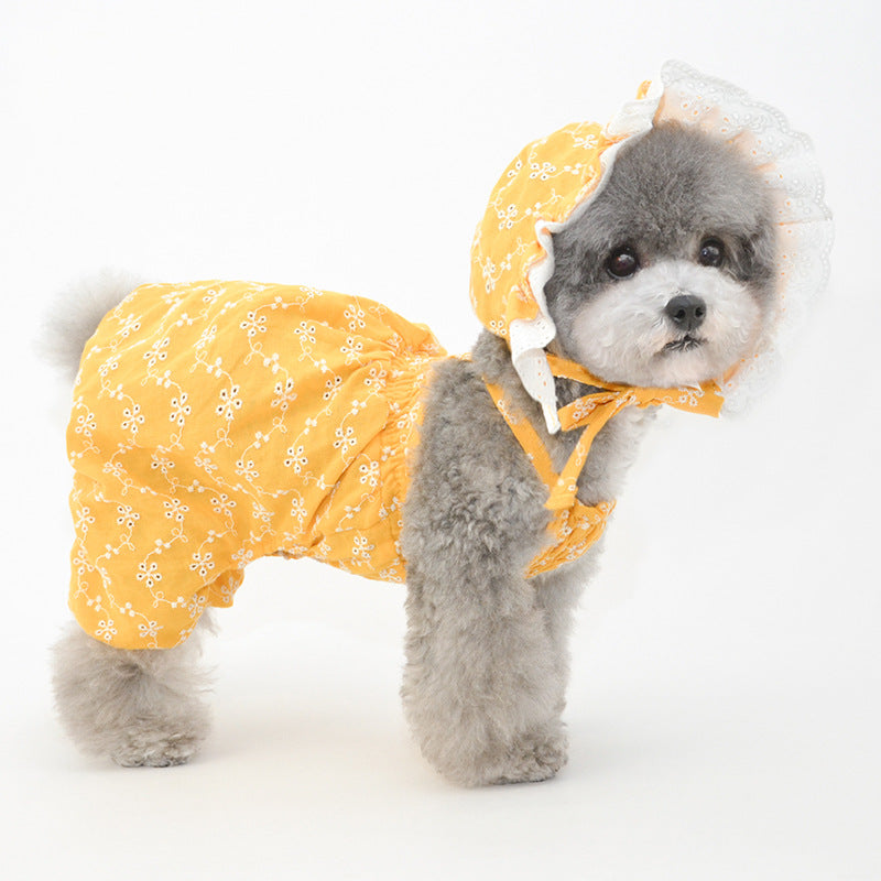HKM-9841725 Cute Cotton Pet Hat for Puppies and Kittens - Available in Blue, White, Yellow, Sizes S, M, L