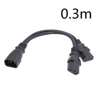 HKM-984211 C14 to Dual C13 Y Splitter Adapter Cable - 250V, 10A, 35 cm Length