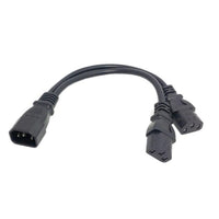 HKM-984211 C14 to Dual C13 Y Splitter Adapter Cable - 250V, 10A, 35 cm Length