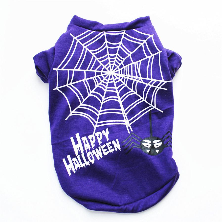 HKM-984211 Casual Cotton Halloween Pumpkin Dog Vest in Black and Purple - Sizes XS to L Available