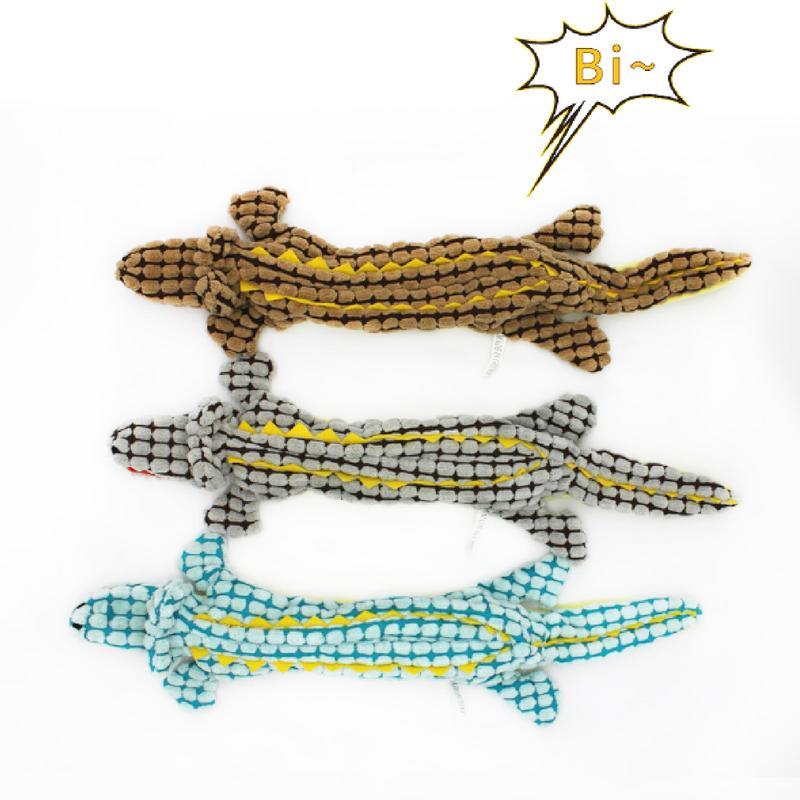 HKM-9844413 Plush Crocodile Dog Toy - Bite Resistant Squeaky Plush for Small and Large Dogs