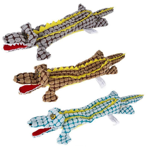 HKM-9844413 Plush Crocodile Dog Toy - Bite Resistant Squeaky Plush for Small and Large Dogs