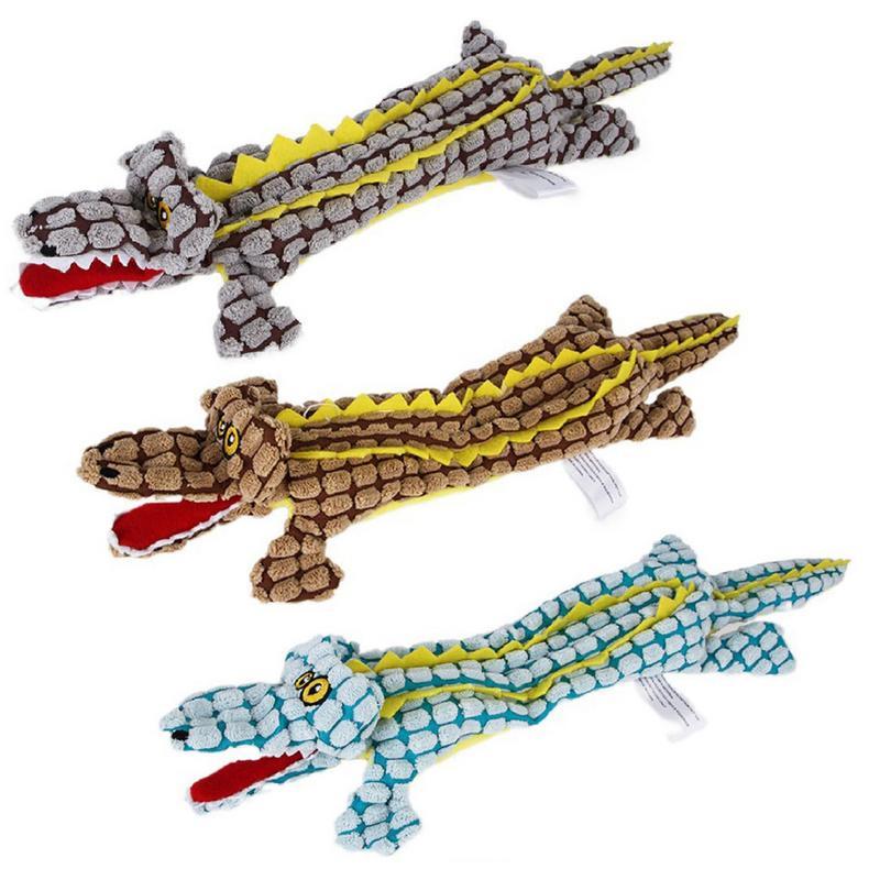 HKM-9844413 Plush Crocodile Dog Toy - Bite Resistant Squeaky Plush for Small and Large Dogs