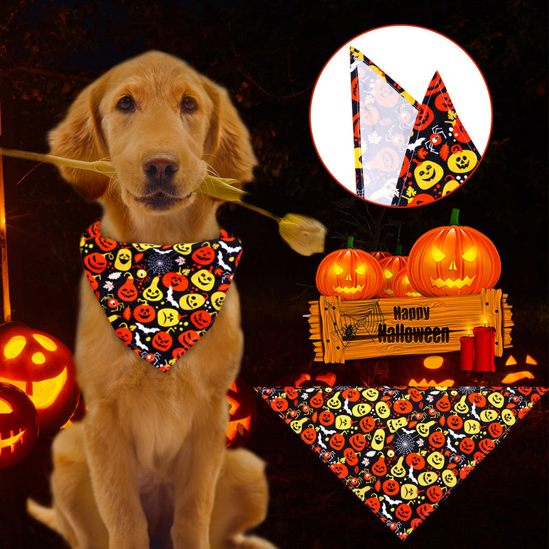 HKM-9844541 Halloween-Themed Dog Bandana Scarf - Various Sizes and Prints