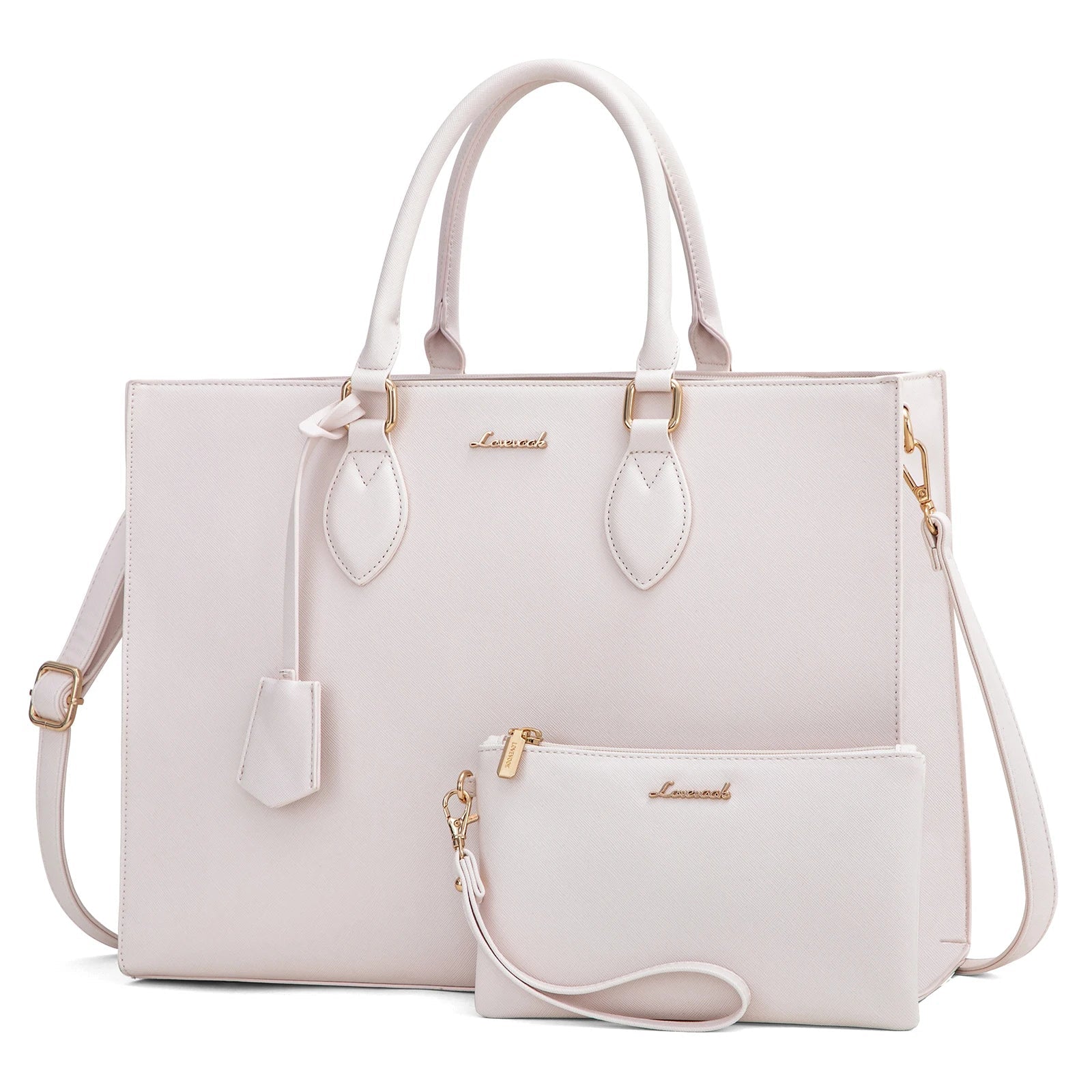 HKM-984531 Waterproof PU Leather Laptop Tote Bag for 15.6 in Devices – 2pcs Set for Professional Use