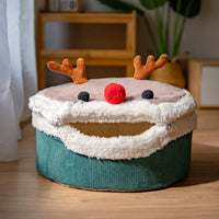 HKM-9846973 Cozy Elk Style Closed Cat Nest with Removable Washable Lambswool Interior