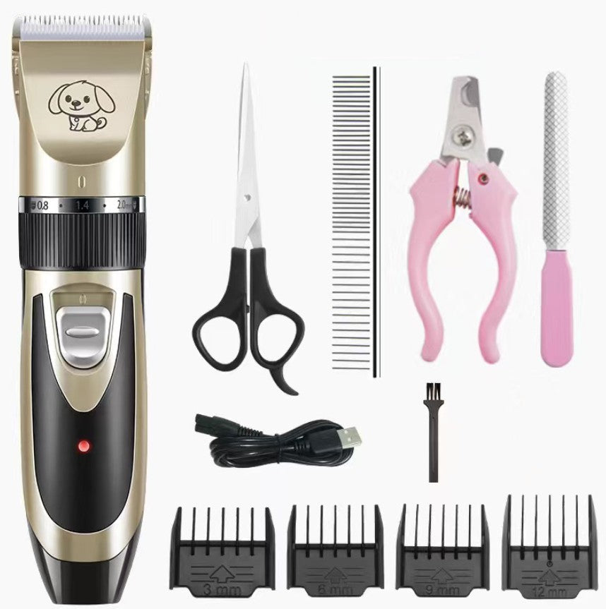 HKM-9848509 USB Rechargeable Low Noise Electric Pet Hair Clipper with Detachable Blade and Adjustable Speed