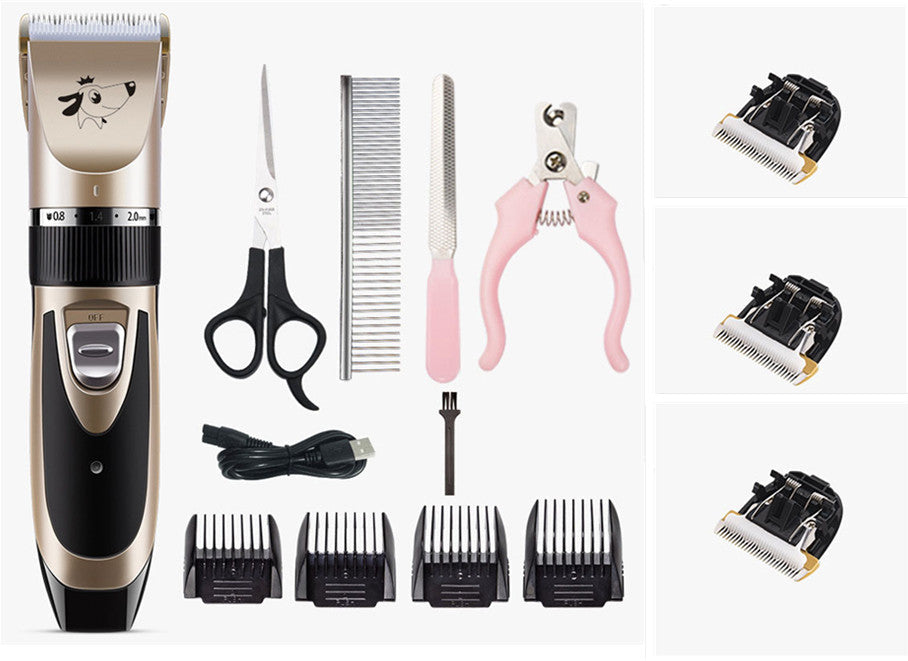 HKM-9848509 USB Rechargeable Low Noise Electric Pet Hair Clipper with Detachable Blade and Adjustable Speed