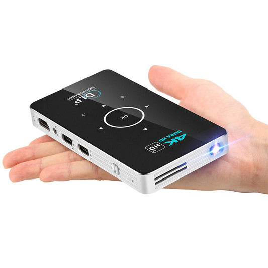 HKM-984851 Compact Wireless Home Projector with 1000 Lumens Brightness, 4K Support, and Built-in Battery