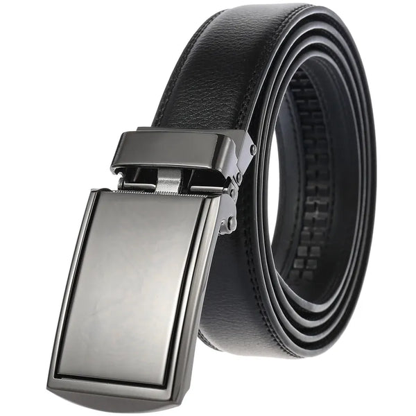 HKM-984851 Genuine Leather Buckle Ratchet Belt for Men - Size LY33-1550-1