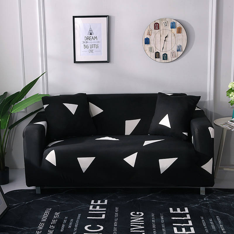 HKM-984915 Elastic Polyester Sofa Cover in Modern Striped Design