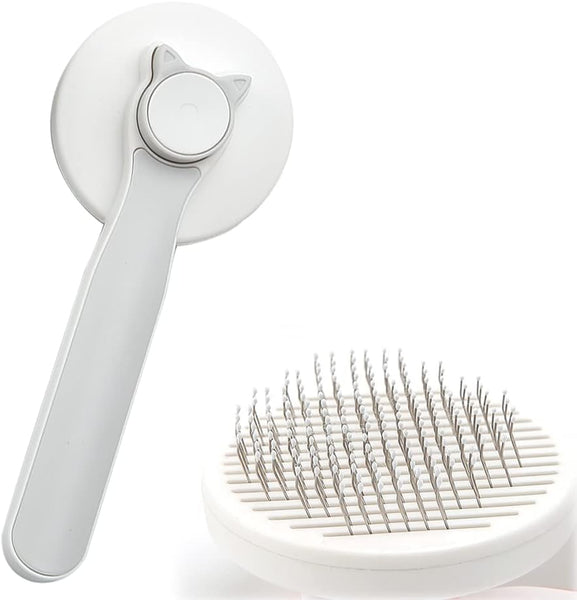 HKM-9850173 Self-Cleaning Cat and Dog Grooming Brush for All Fur Types with Massage Needles and One-Click Fur Removal
