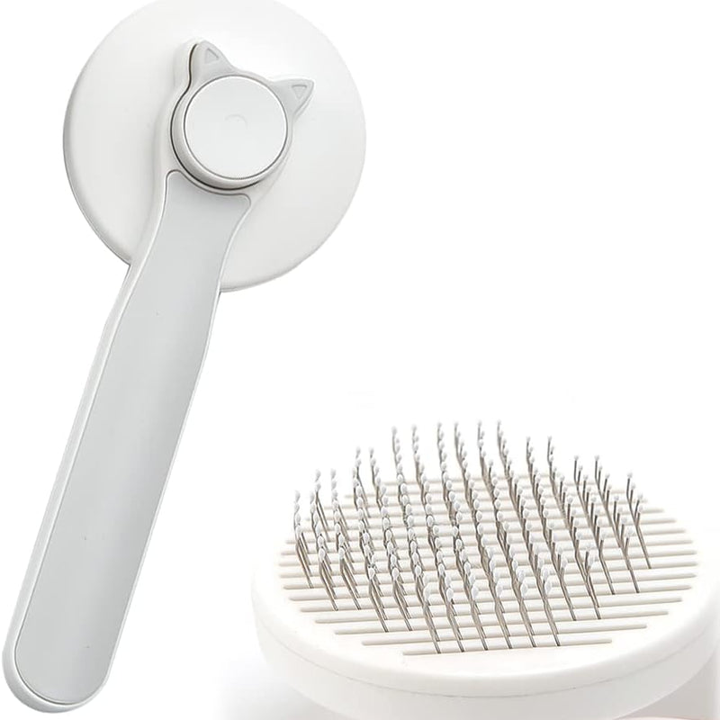 HKM-9850173 Self-Cleaning Cat and Dog Grooming Brush for All Fur Types with Massage Needles and One-Click Fur Removal