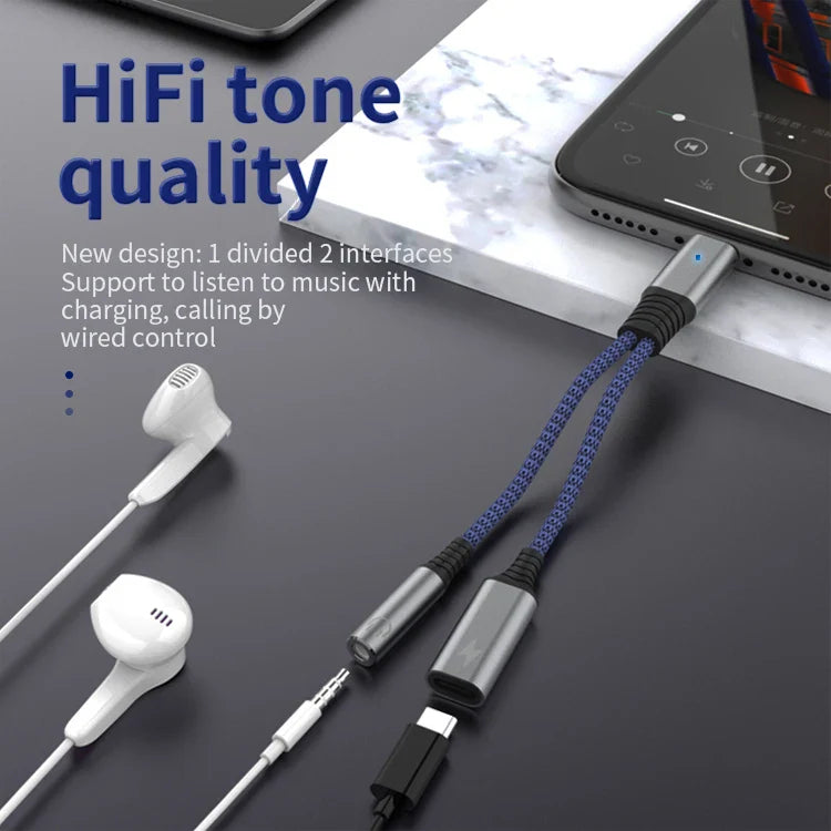 HKM-985043 USB-C to 3.5mm Audio Adapter for Samsung - 2 in 1 Audio Splitter Cable