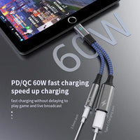 HKM-985043 USB-C to 3.5mm Audio Adapter for Samsung - 2 in 1 Audio Splitter Cable