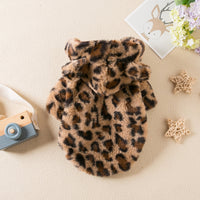 HKM-9851069 Leopard Print Dog Clothes for Autumn and Winter - Stylish Pet Apparel in Pink and Brown