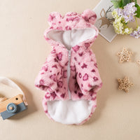 HKM-9851069 Leopard Print Dog Clothes for Autumn and Winter - Stylish Pet Apparel in Pink and Brown