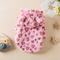 HKM-9851069 Leopard Print Dog Clothes for Autumn and Winter - Stylish Pet Apparel in Pink and Brown