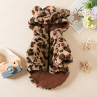 HKM-9851069 Leopard Print Dog Clothes for Autumn and Winter - Stylish Pet Apparel in Pink and Brown