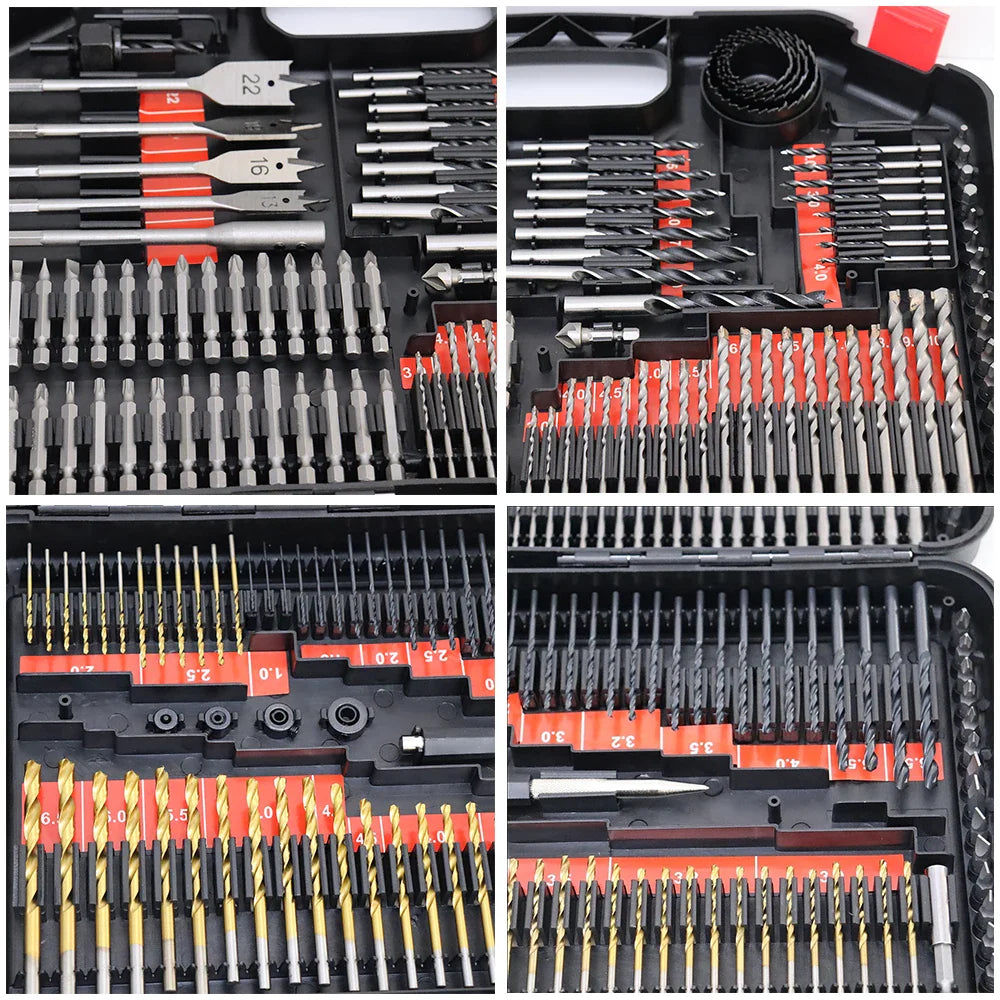HKM-985171 246-Piece Metric HSS Twist Drill Bit Set for Wood, Metal, Cement and Screw Driving in Carry Case