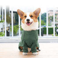 HKM-9852349 Reflective Raincoat with Traction Hole for Dogs - Military Green & Orange