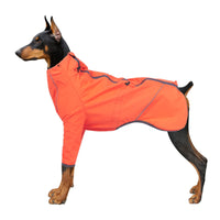 HKM-9852349 Reflective Raincoat with Traction Hole for Dogs - Military Green & Orange