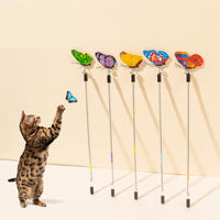 HKM-9853501 Retractable Spring Butterfly Cat Teasing Stick - Mixed Hair, 30-50cm Full Length