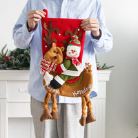 HKM-985427 Large Three-Dimensional Christmas Gift Bag - Santa Claus & Snowman Design, Cloth Material, Festive Decoration