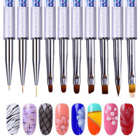 HKM-985619 10-Piece UV Nail Brush Tool Set with 12.6 cm Handles for Nail Art Application