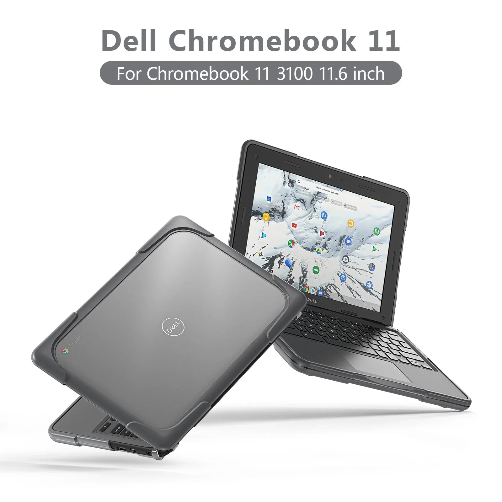 HKM-985683 Shockproof Hard Case for Dell Chromebook 11 3100/3110 with Cooling Holes and Durable PC Material