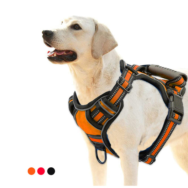 HKM-9857725 No-Pull Reflective Breathable Dog Harness Vest ¨C Adjustable Polyester Pet Strap in Multiple Sizes